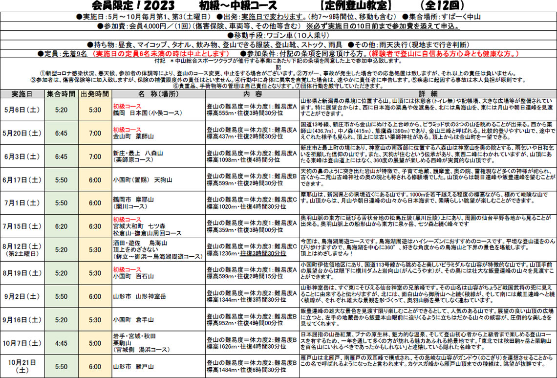 会員限定！定例登山教室
